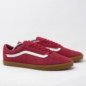 Vans Old Skool LowPro Low Pro Suede Gum Sole Red Skate Shoes Men 11.5 US